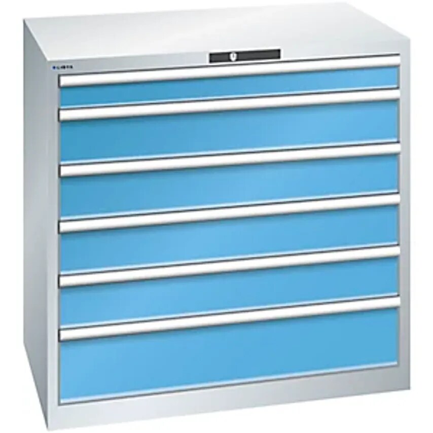 Drawer Cupboard - Sheet Steel - Light Grey/Light Blue