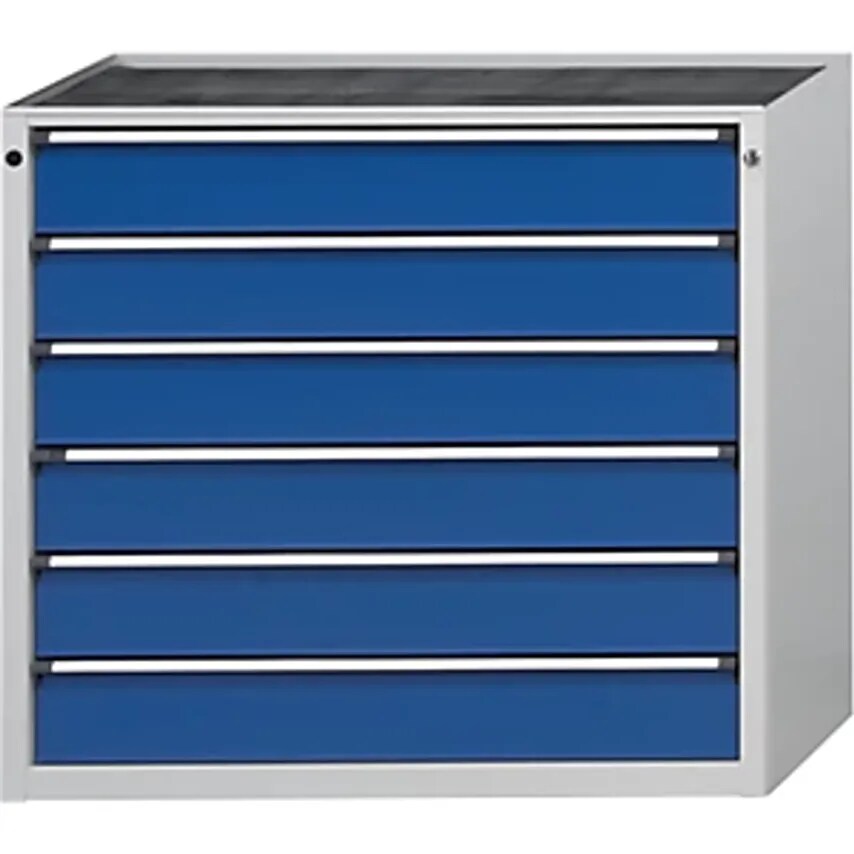 Drawer Cupboard - WxD 1060 X 675mm - 6 Drawers, Height 980mm, Front In Gentian Blue
