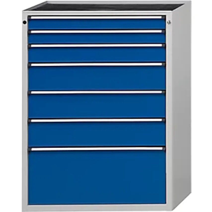 Drawer Cupboard - WxD 910 X 675mm - 7 Drawers, Height 1280mm, Front In Gentian Blue