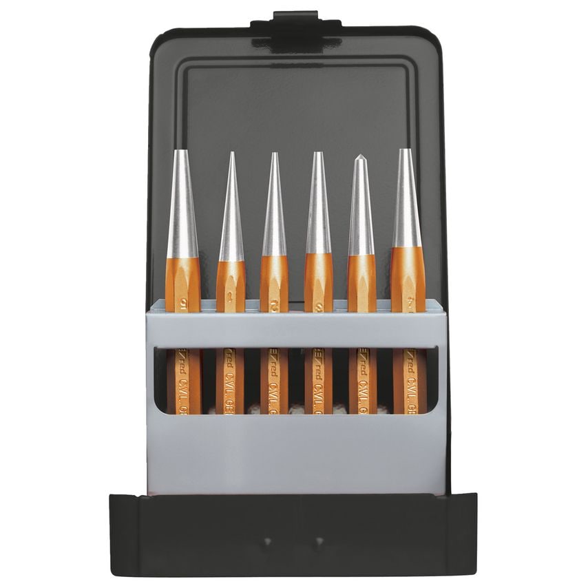 Drift punch set d.1-10mm+cent.punch 6pcs