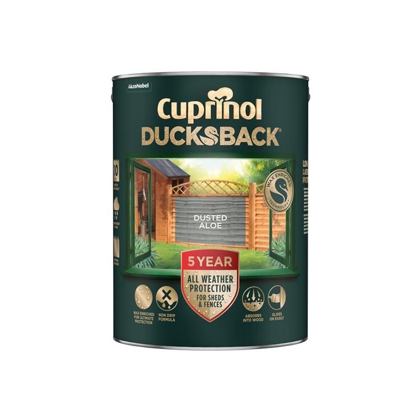 Ducksback 5 Year Waterproof for Sheds & Fences Dusted Aloe 5 litre CUPDBDA5L