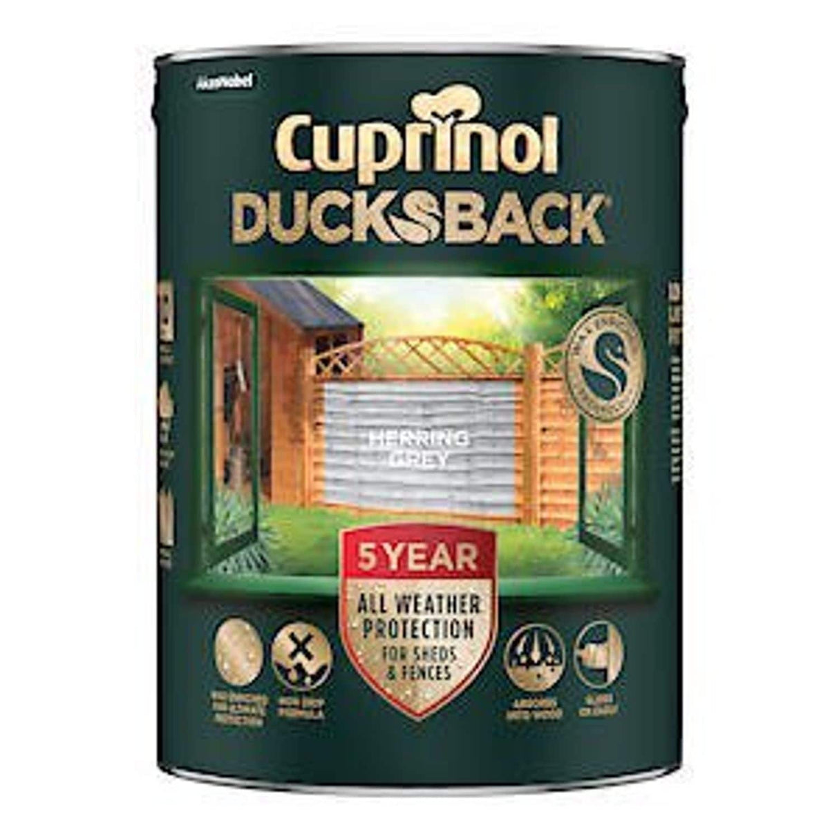 Ducksback Fence & Decking Stain Herring Grey Non Slip Water Repellent - 5L