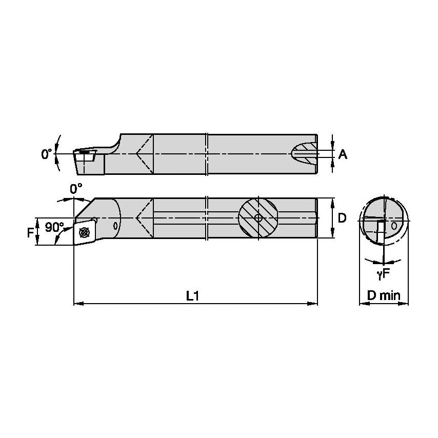 E08KSCFPR06A S Clamping Boring Bar D8, 0MM L