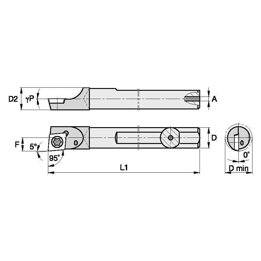 E08MSCLDRS4 S Clamping Boring Bar D8, 0MM L