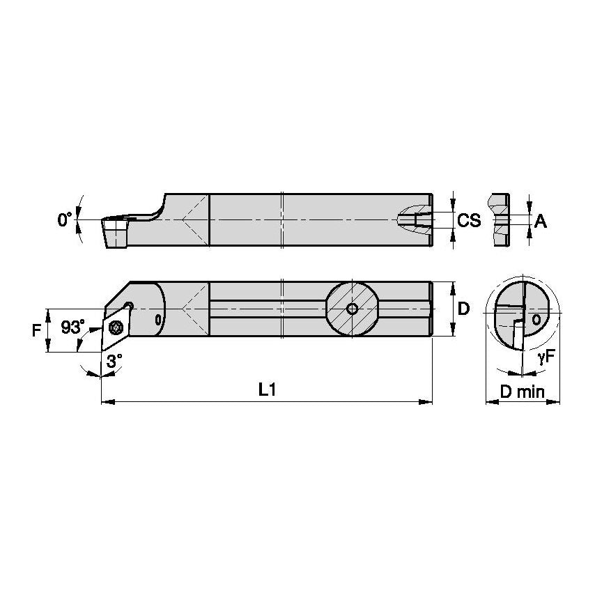 E12QSDUPR07 S Clamping Boring Bar D12, 0MM