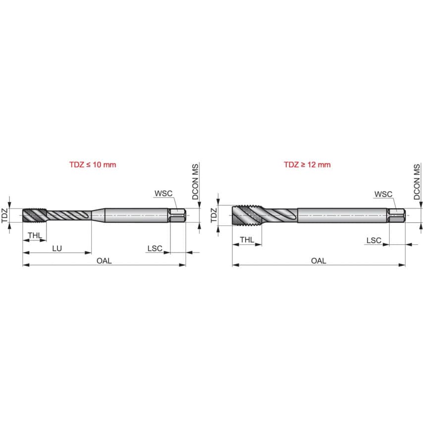 E398 M6 x 1.00mm HSS-E-PM TiCN6HX Spiral Flute Tap DIN 371/6