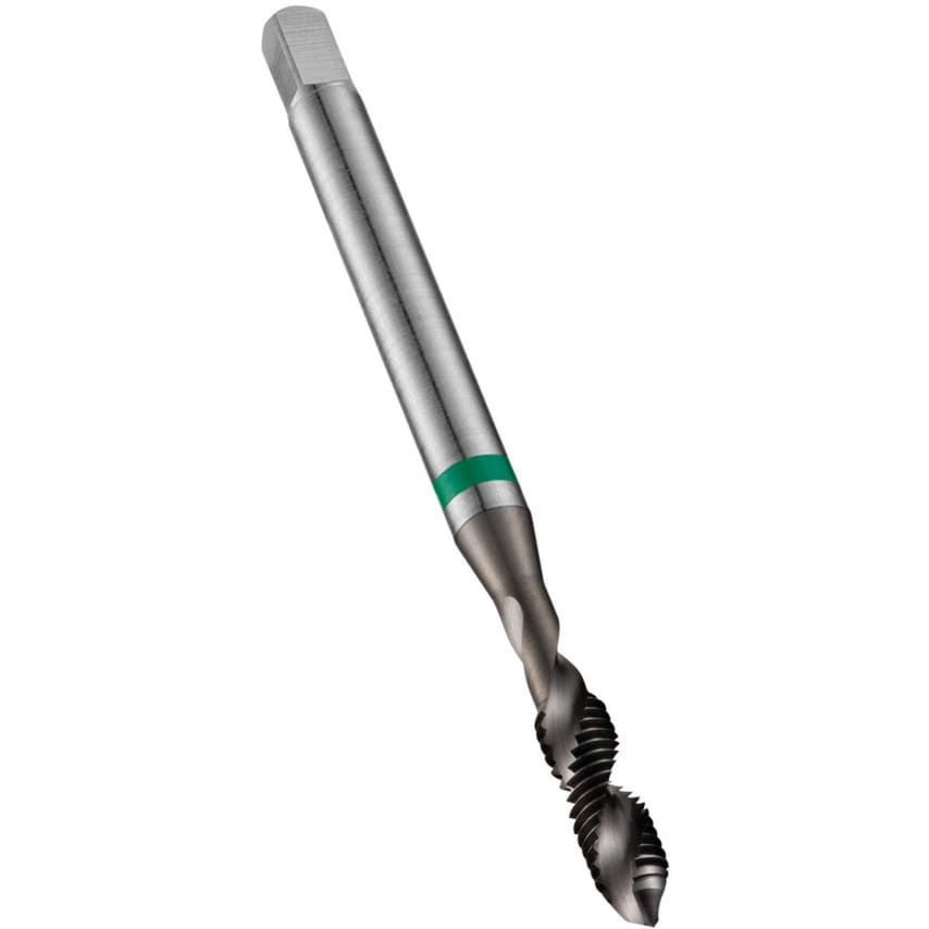 E474 M10 HSS-E Green Ring Spiral Flute Machine Tap - Super B Finish - DIN 371