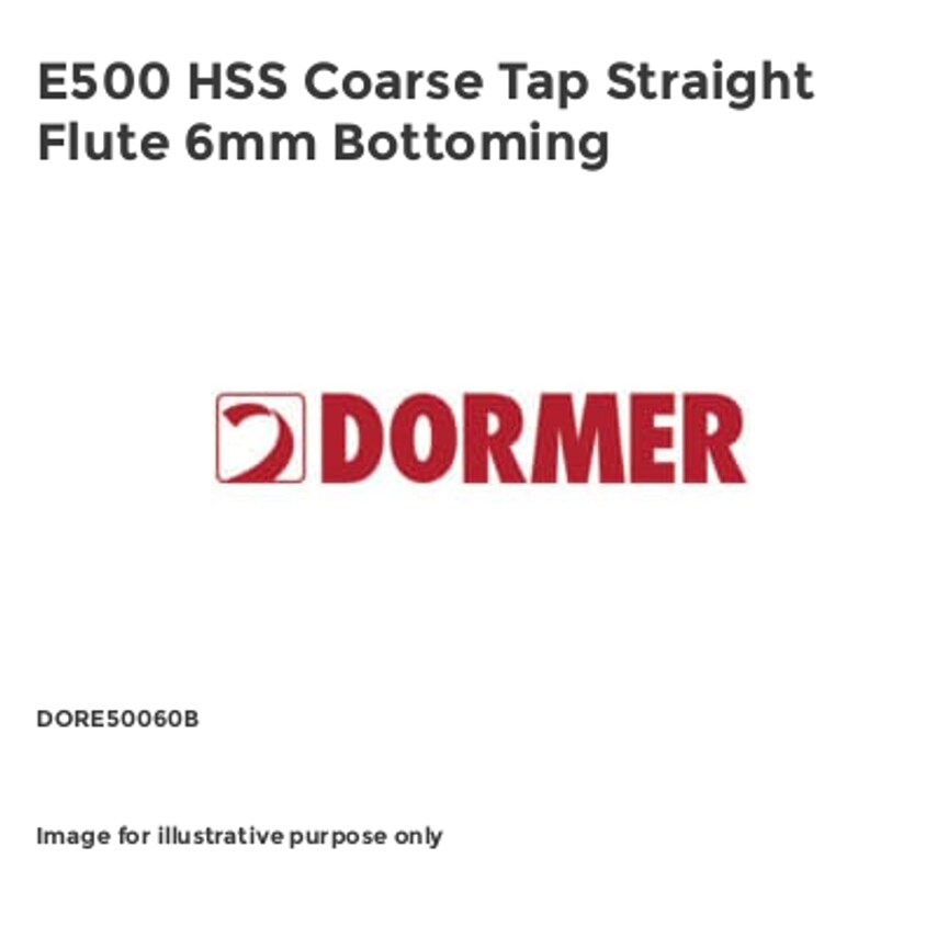 E500 HSS Coarse Tap Straight Flute 6mm Bottoming