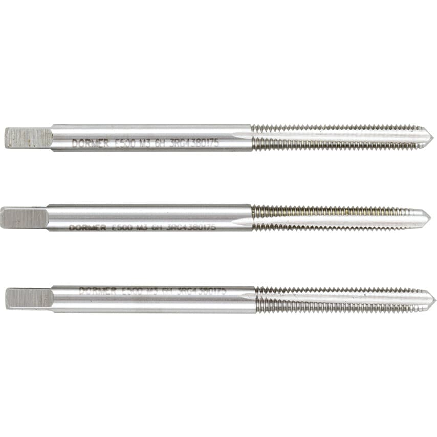 E500 M3X0.50MM HSS Straight Flute NO.6 Tap Set