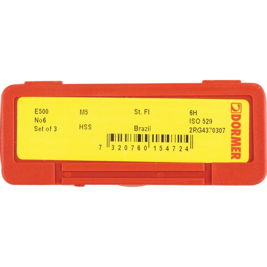 E500 M5X0.80MM HSS Straight Flute NO.6 Tap Set