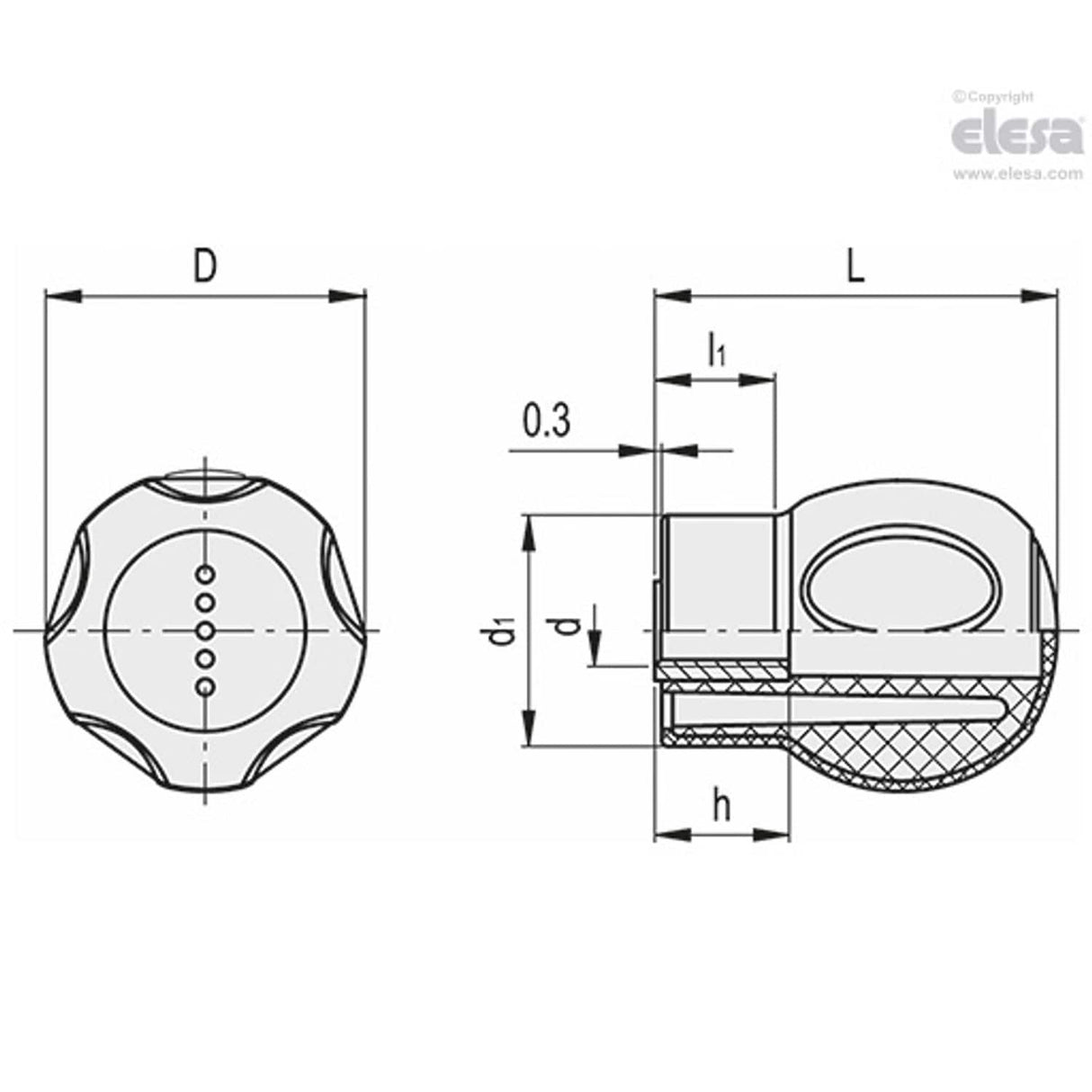 EBKSOFT Fixed ball handles with lobes Soft-touch technopolymer Threaded hole EBK.43 B-M8-SOFT-C1