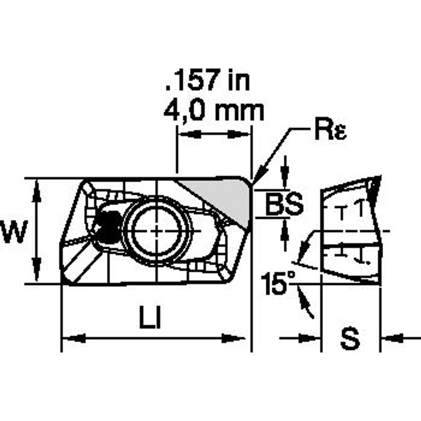 EDCT10T304PDFR-PCD Mill 1-10 Insert R=0.4 PCD-Tip