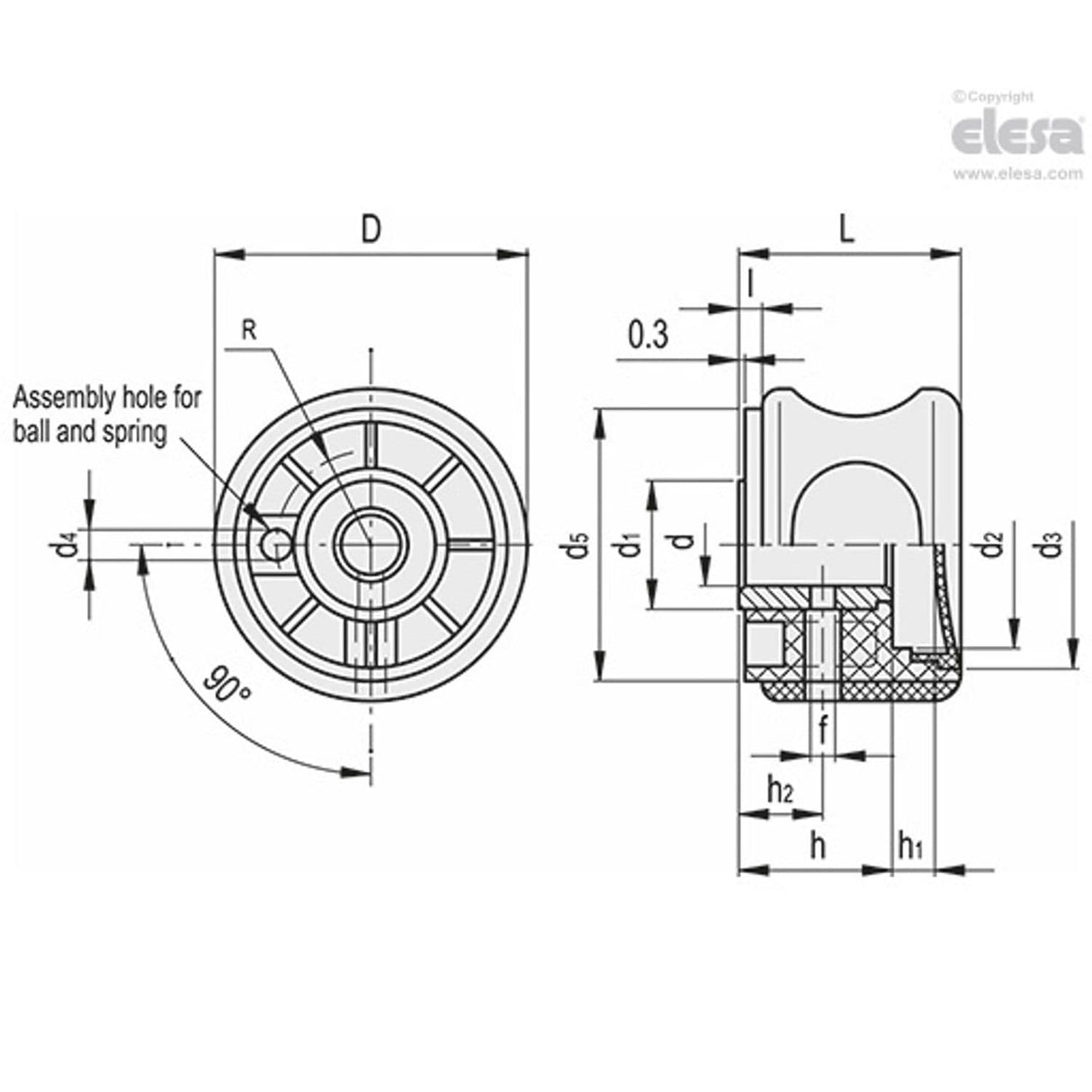 EGKSOFT Grip knobs arranged for clicking operation technopolymer EGK.50-SST-8-SOFT-C4