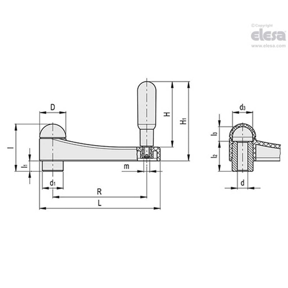 EKH Crank handles Technopolymer EKH.125 A-14-C2