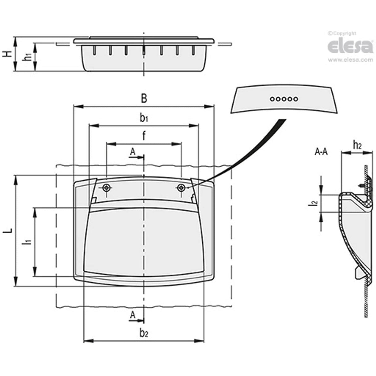EPR Flush pull handles for screw mounting technopolymer Open cavity without flap EPR.120-SH-C6