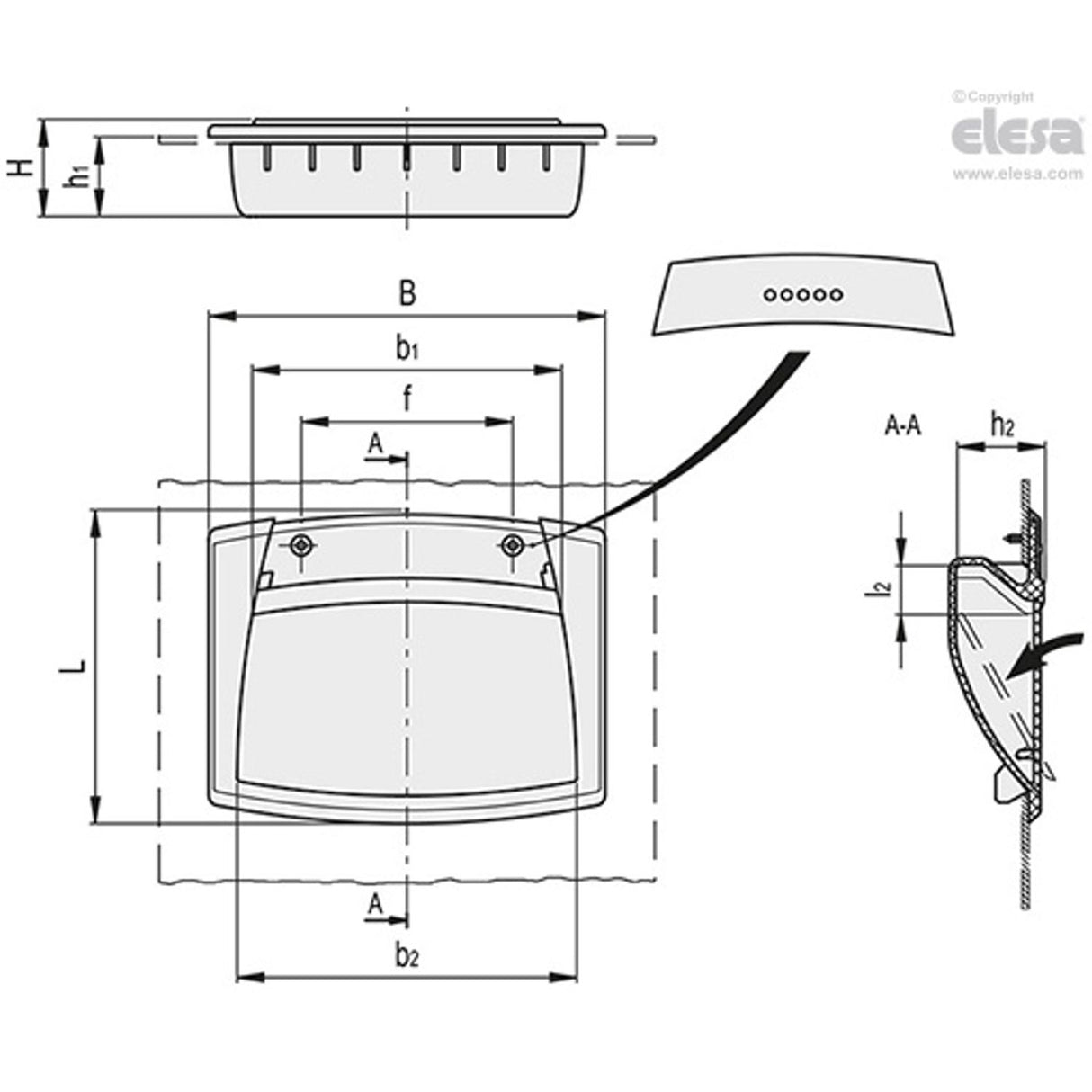 EPR Flush pull handles for screw mounting technopolymer With flap EPR.120/F-SH-C6