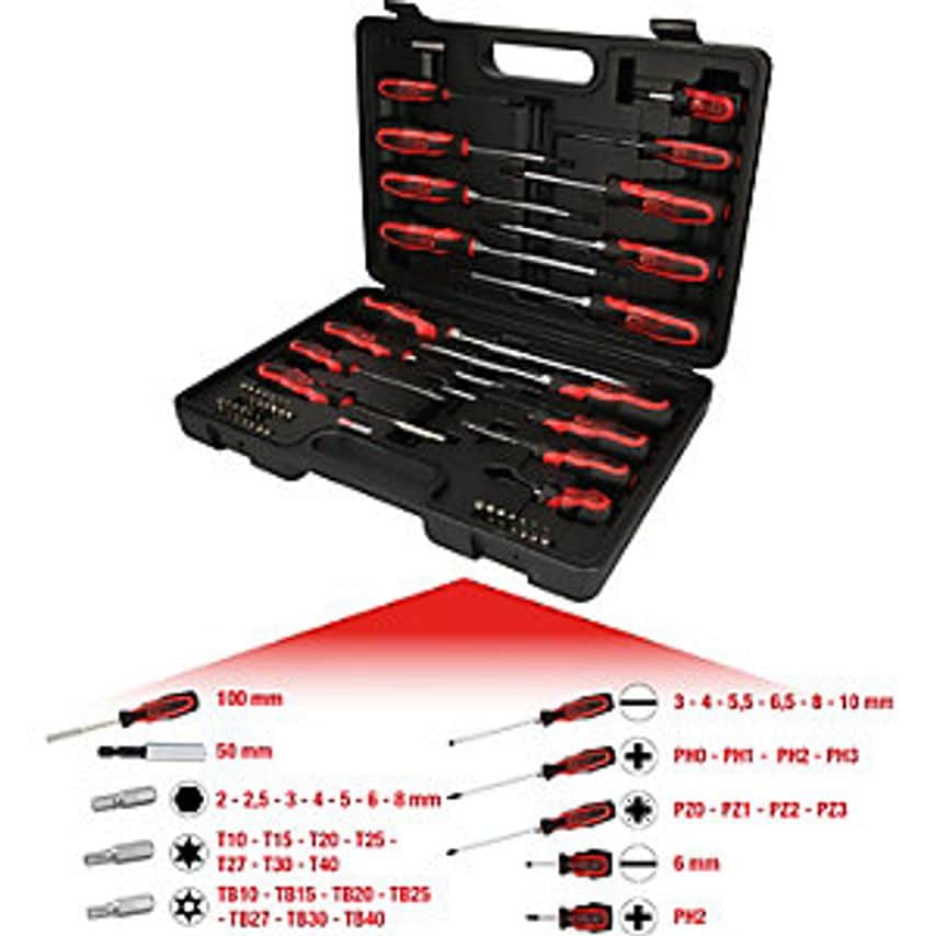 ERGOTORQUEplus Screwdriver and Bit Set 2-component Handle 39 Parts