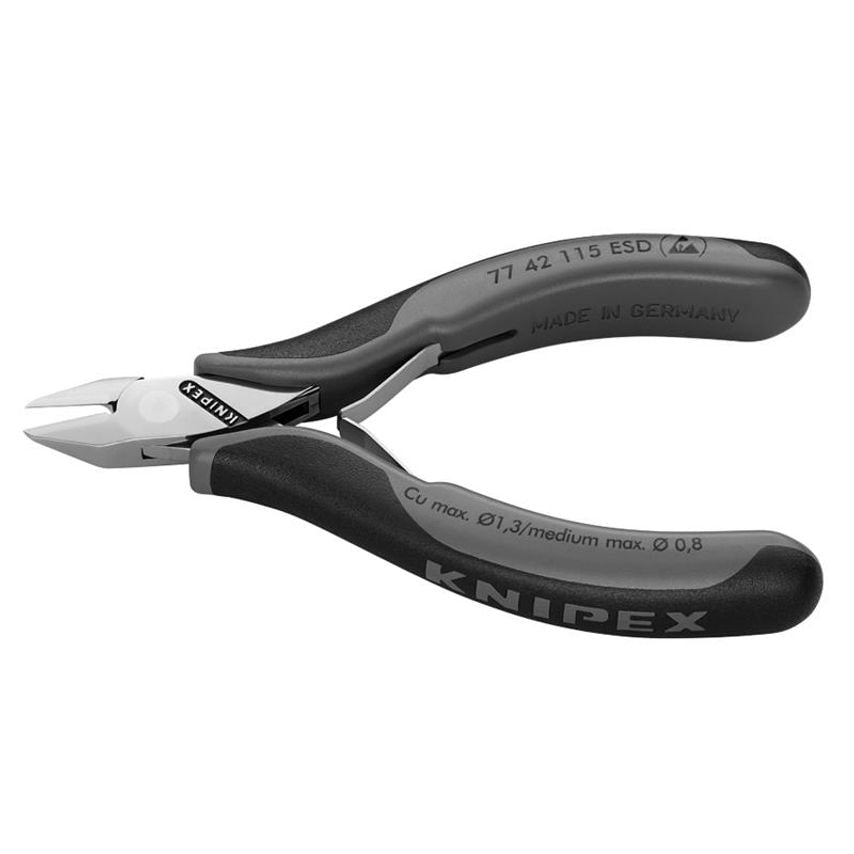 ESD Electronics Diagonal Cutters - Pointed Head Flush Cut Non Bevelled 115mm KPX7742ESD