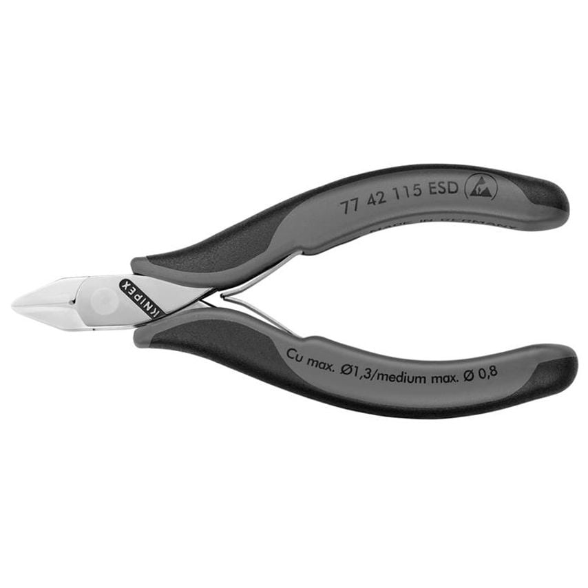 ESD Electronics Diagonal Cutters - Pointed Head Flush Cut Non Bevelled 115mm KPX7742ESD
