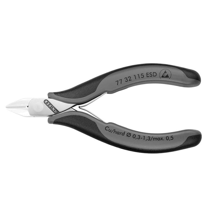 ESD Electronics Diagonal Cutters - Pointed Head Small Bevel 115mm KPX7732ESD