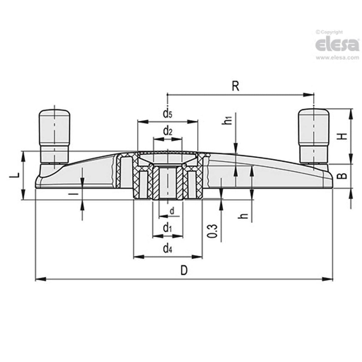 ETK Three-arm handwheel Technopolymer ETK.400+I.631 A-20-C5