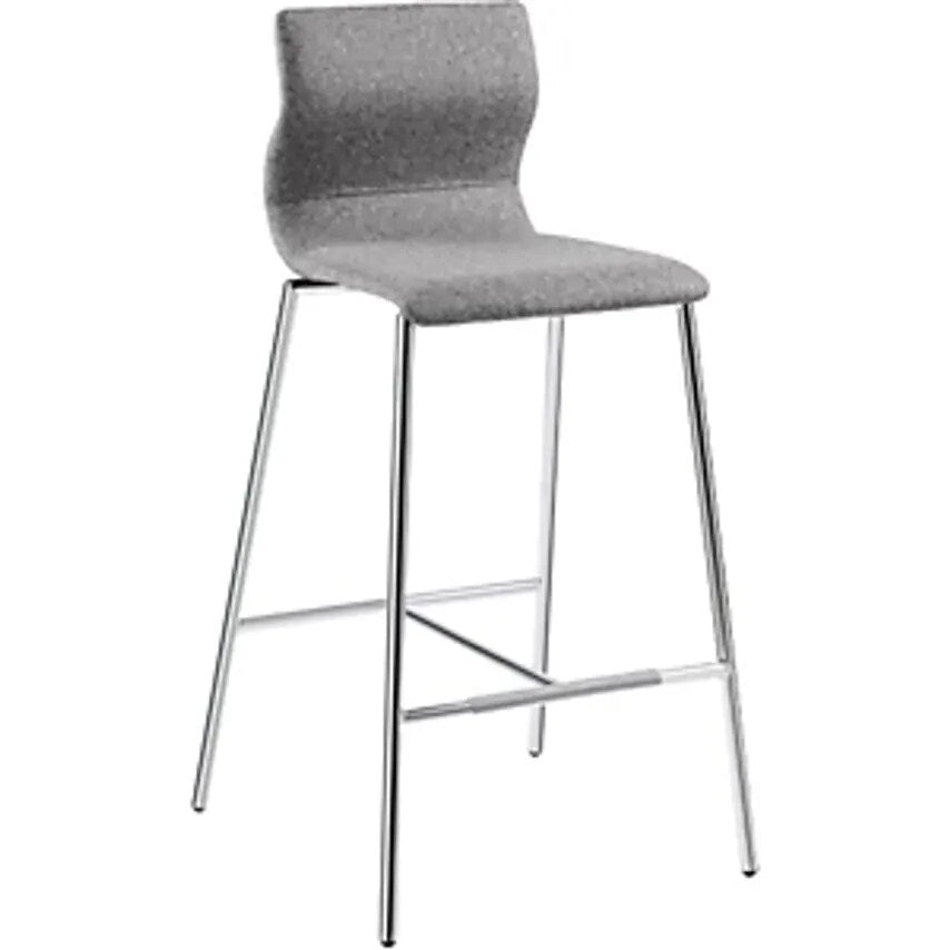 EVORA Bar Stool, Upholstered, Chrome Plated Frame, Dark Grey