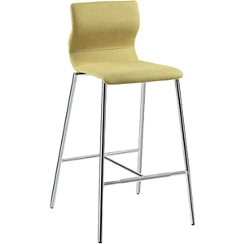 EVORA Bar Stool, Upholstered, Chrome Plated Frame, Yellow Green