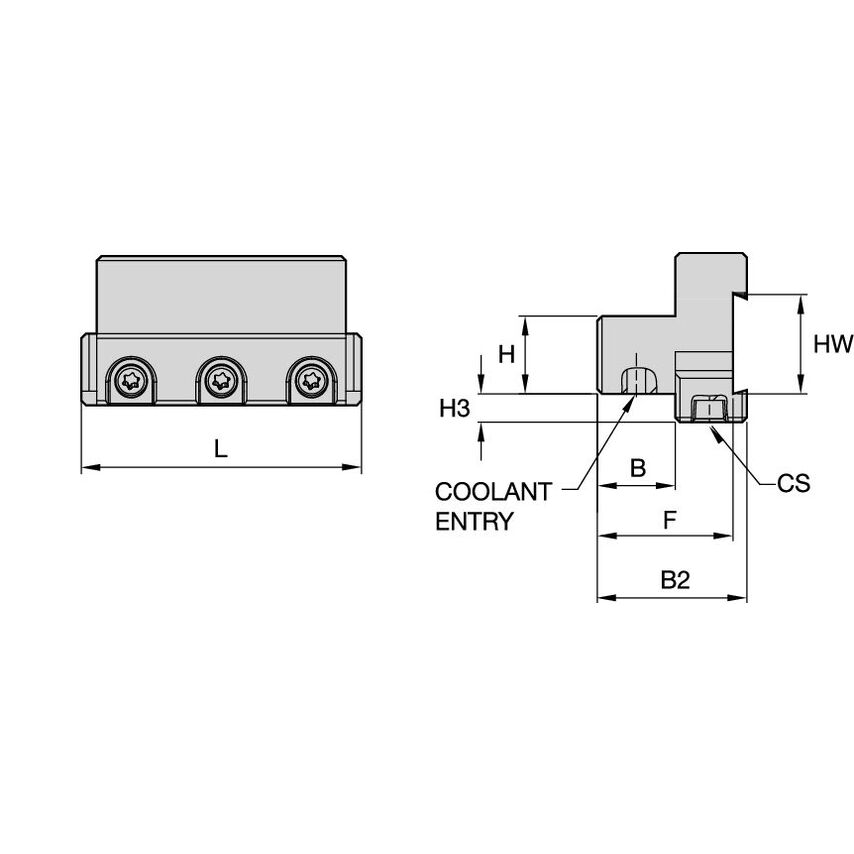 EVTZN2020X32C Tool Block With Coolant 20 Shank