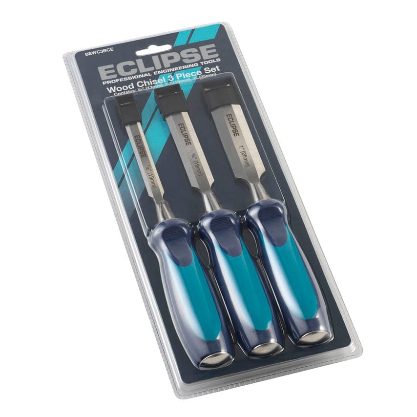 Eclipse 3 Piece Chisel Set (1/2", 3/4", 1") Blcd