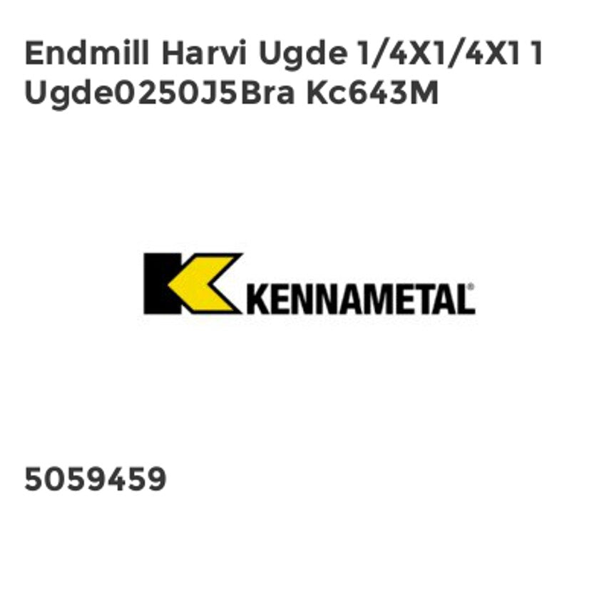 End Mill Harvi Ugde 1/4 x 1/4 x 1 1 UGDE0250J5BRA KC643M