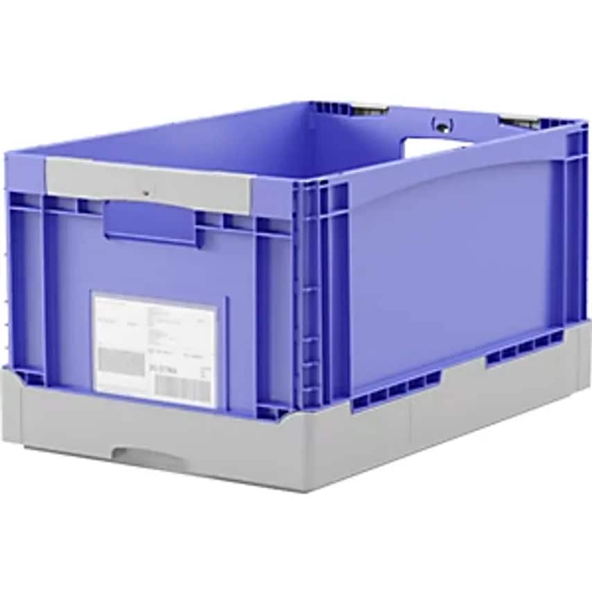 Eq Folding Box, with Grip Holes and Ribbed Base, LxWxH 600 X 400 X 320 mm, Blue