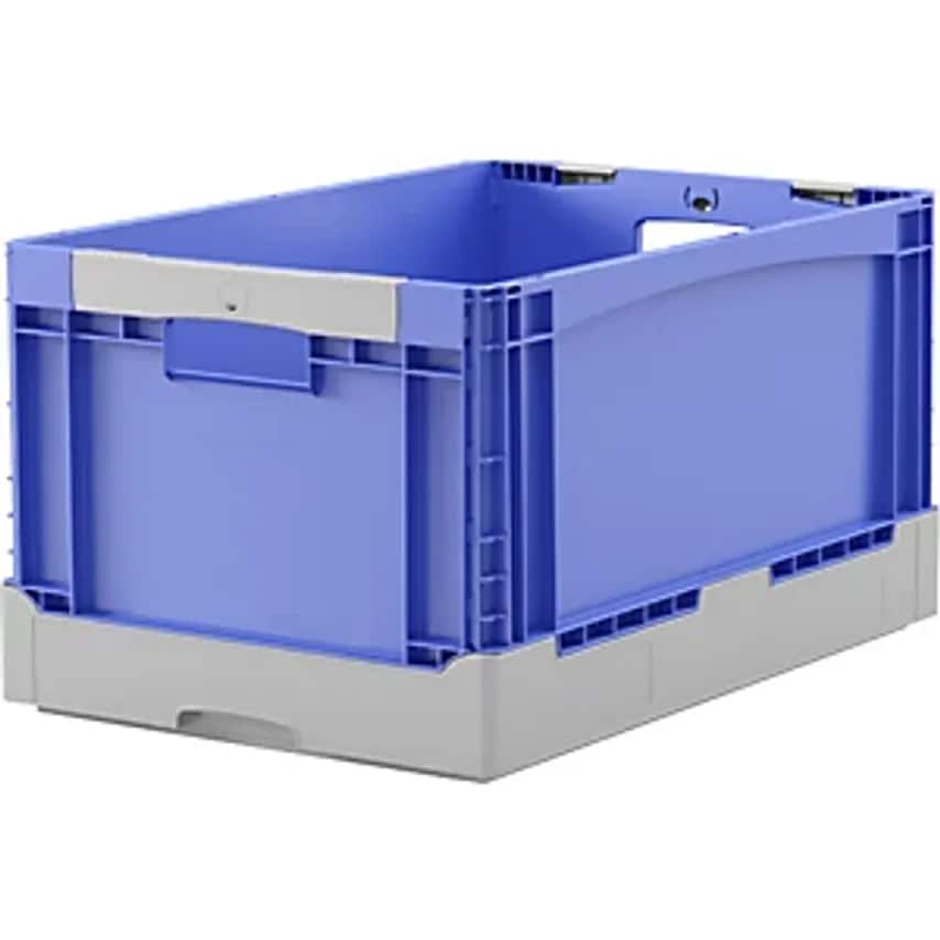 Eq Folding Box, with Grip Holes and Smooth Base, LxWxH 600 X 400 X 285 mm, Blue