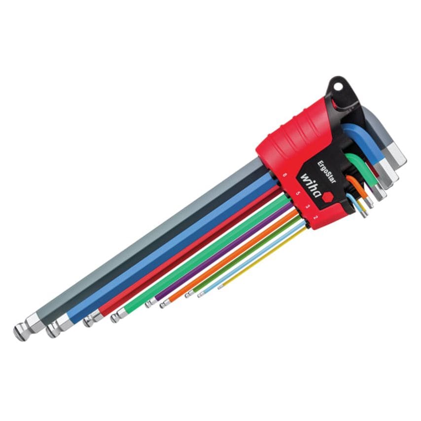 ErgoStar MagicRing Colour Hex Ball End L-Key Set, 9 Piece
