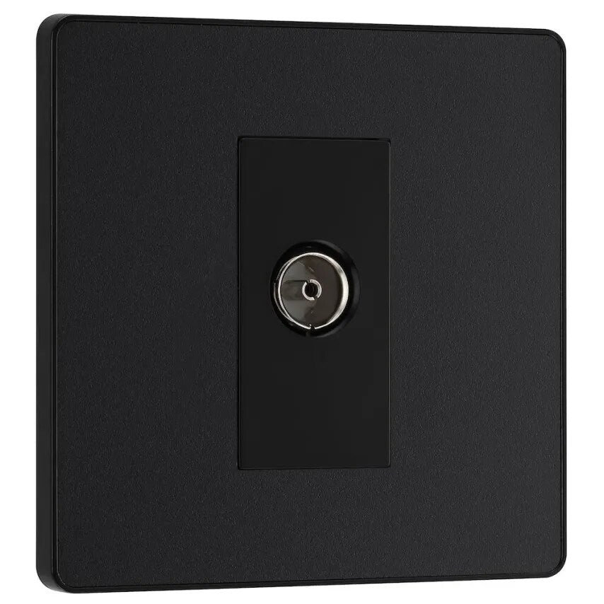 Evolve Matt Black 1G Socket-tv/fm Co-Axial Aerial Connection
