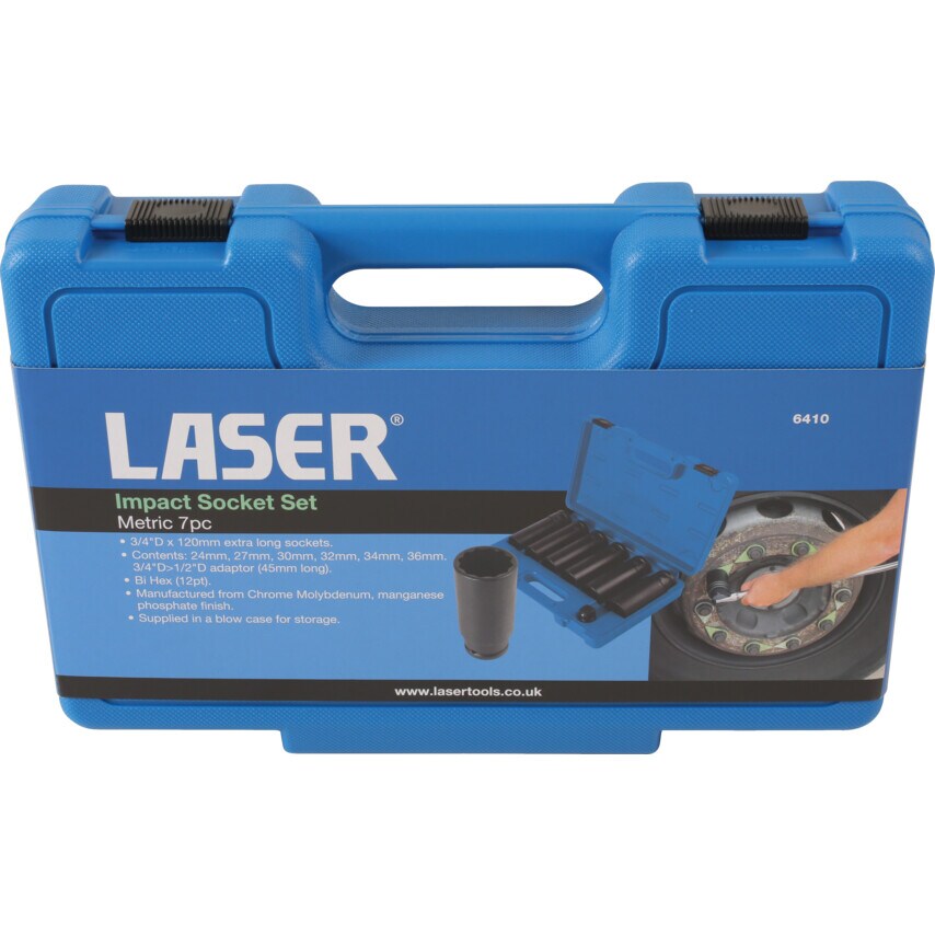 Extra Deep Impact Socket Set 3/4inch Drive 7 Piece