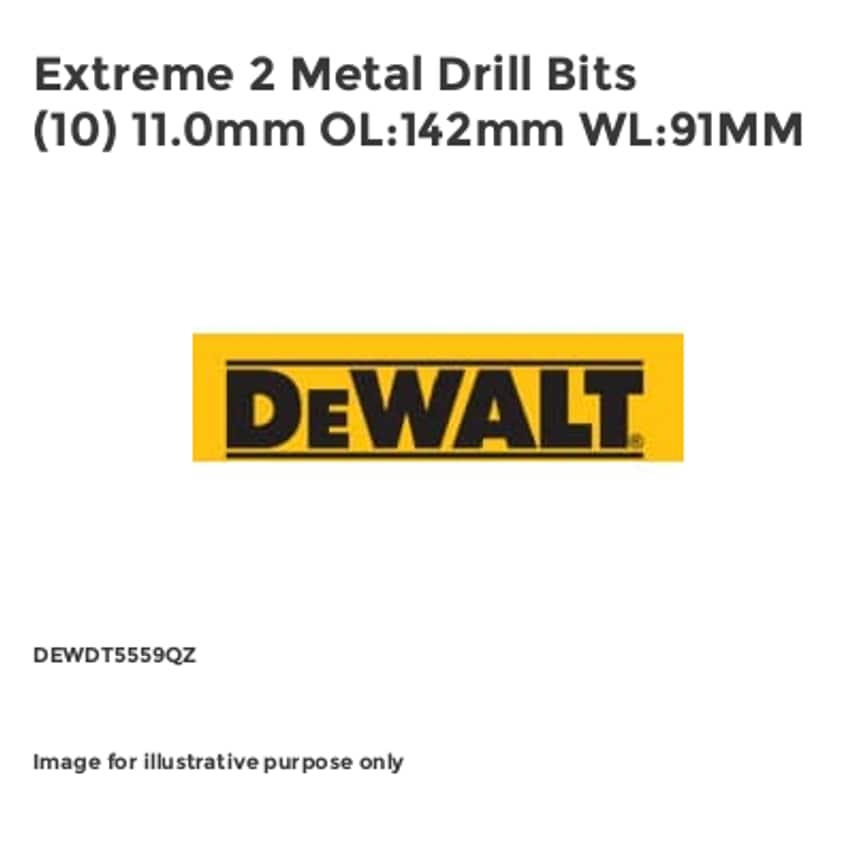Extreme 2 Metal Drill Bits (10) 11.0mm OL:142mm WL:91MM DEWDT5559QZ