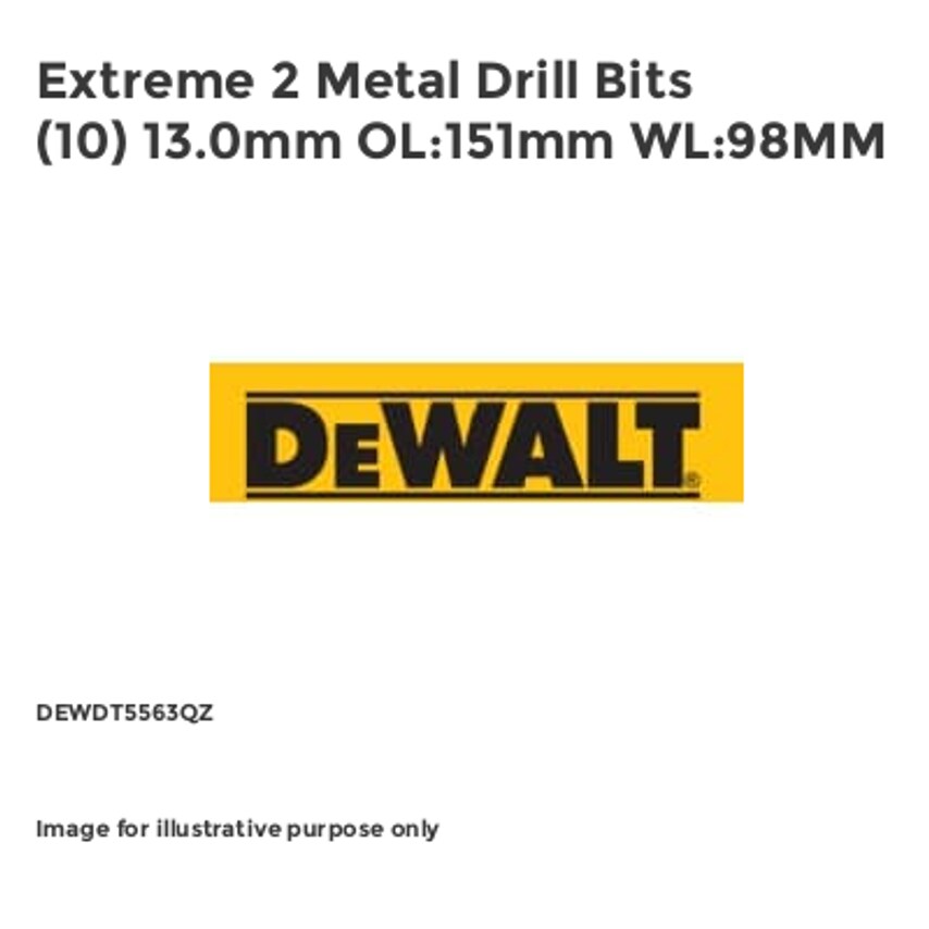 Extreme 2 Metal Drill Bits (10) 13.0mm OL:151mm WL:98MM