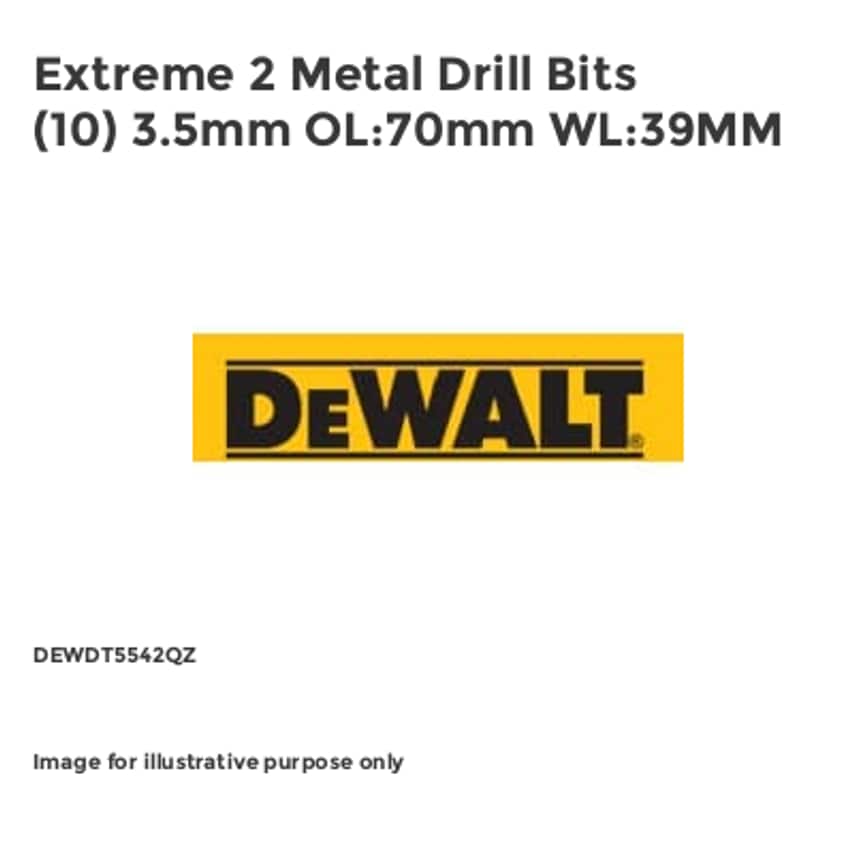Extreme 2 Metal Drill Bits (10) 3.5mm OL:70mm WL:39MM