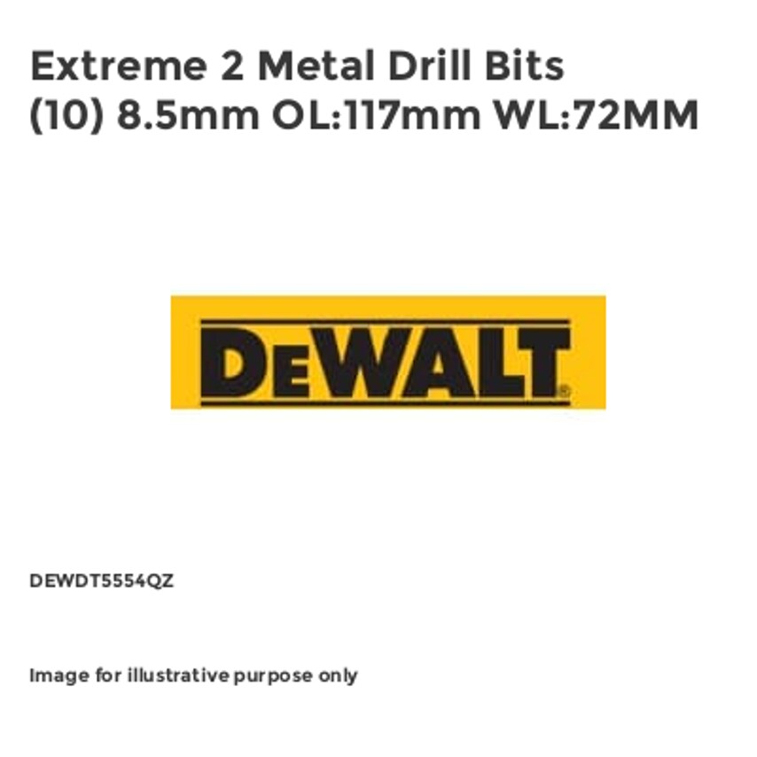 Extreme 2 Metal Drill Bits (10) 8.5mm OL:117mm WL:72MM