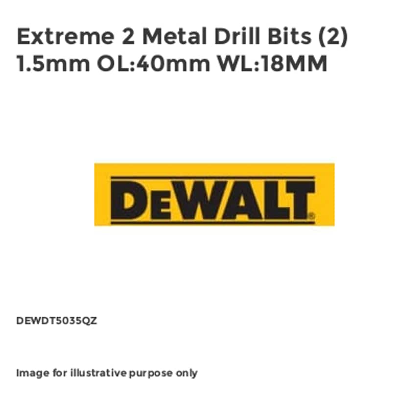 Extreme 2 Metal Drill Bits (2) 1.5mm OL:40mm WL:18MM