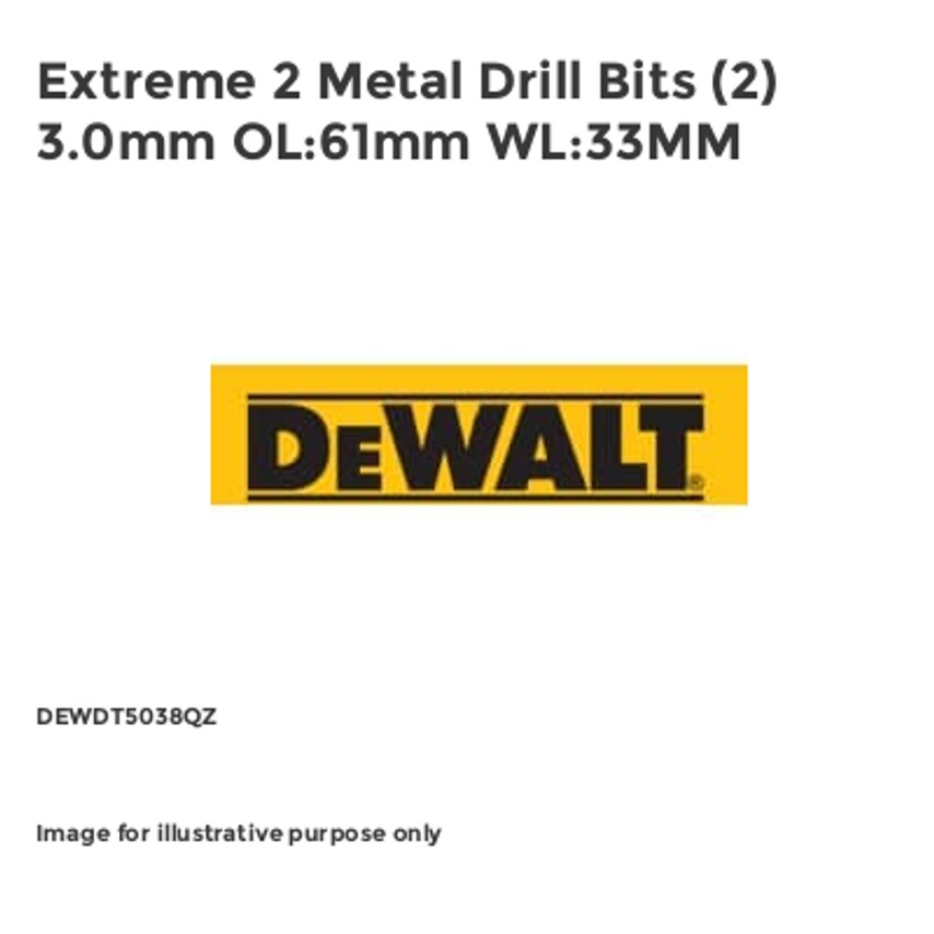 Extreme 2 Metal Drill Bits (2) 3.0mm OL:61mm WL:33MM