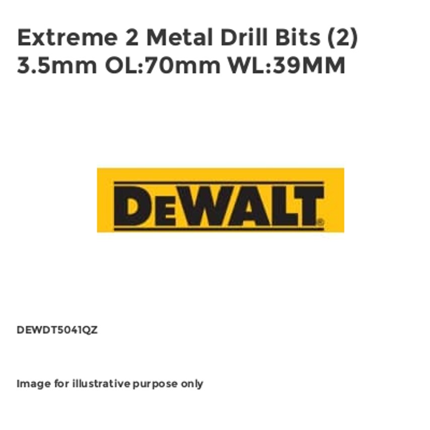 Extreme 2 Metal Drill Bits (2) 3.5mm OL:70mm WL:39MM
