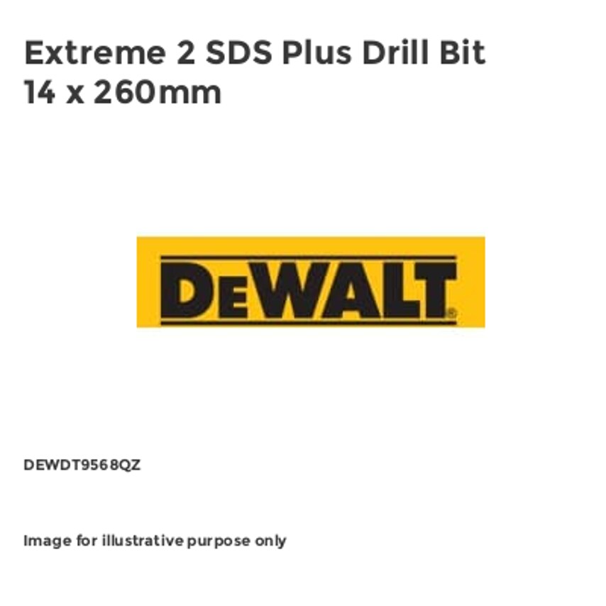 Extreme 2 SDS Plus Drill Bit 14 x 260mm DEWDT9568QZ