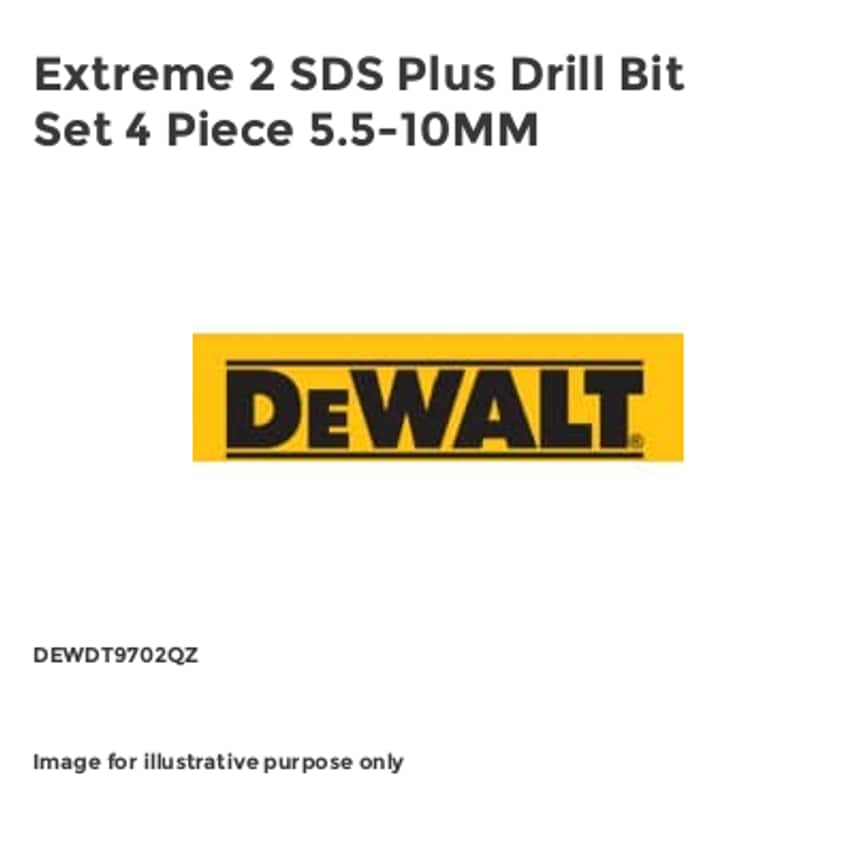 Extreme 2 SDS Plus Drill Bit Set 4 Piece 5.5-10MM DEWDT9702QZ