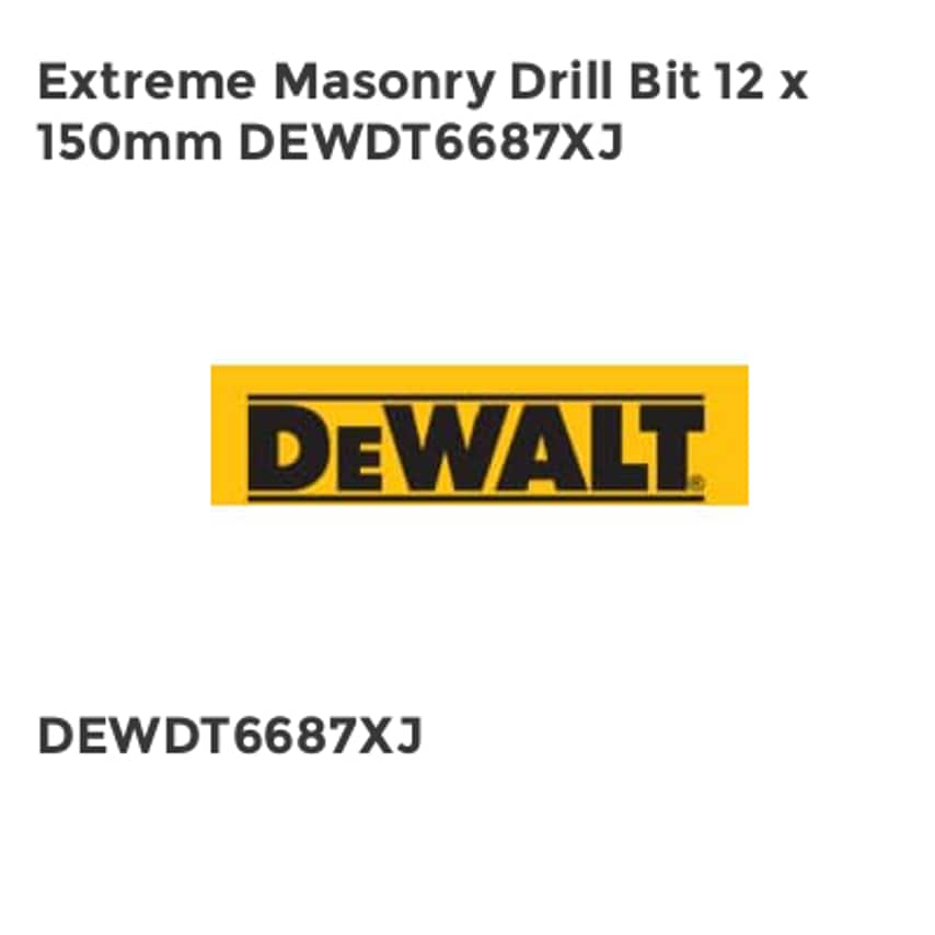 Extreme Masonry Drill Bit 12 x 150mm DEWDT6687XJ