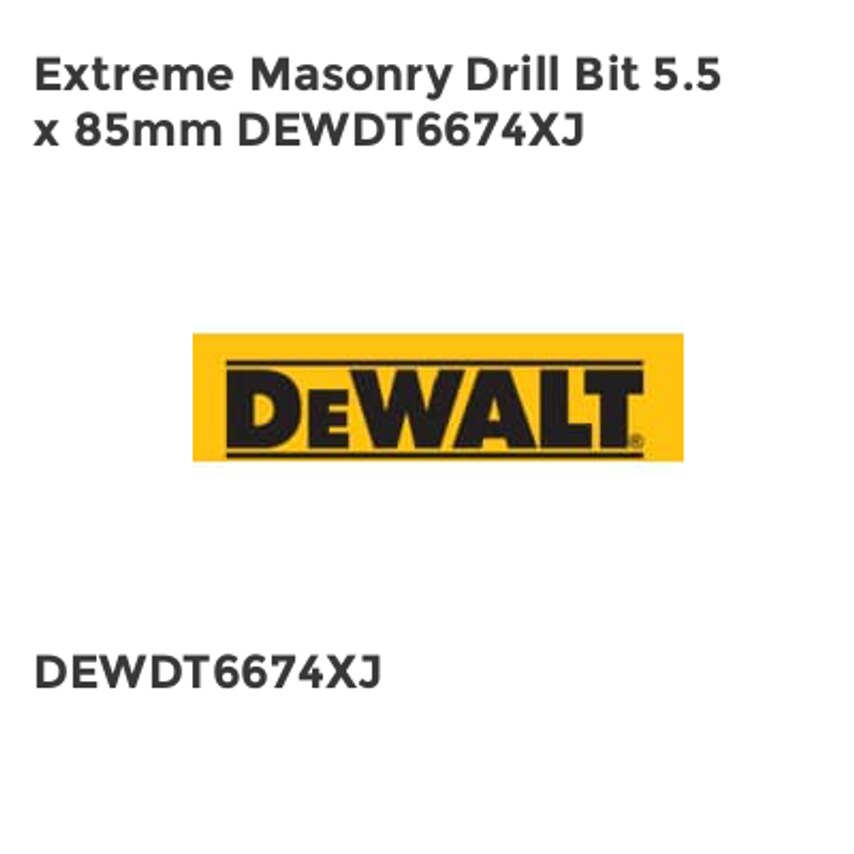 Extreme Masonry Drill Bit 5.5 x 85mm DEWDT6674XJ