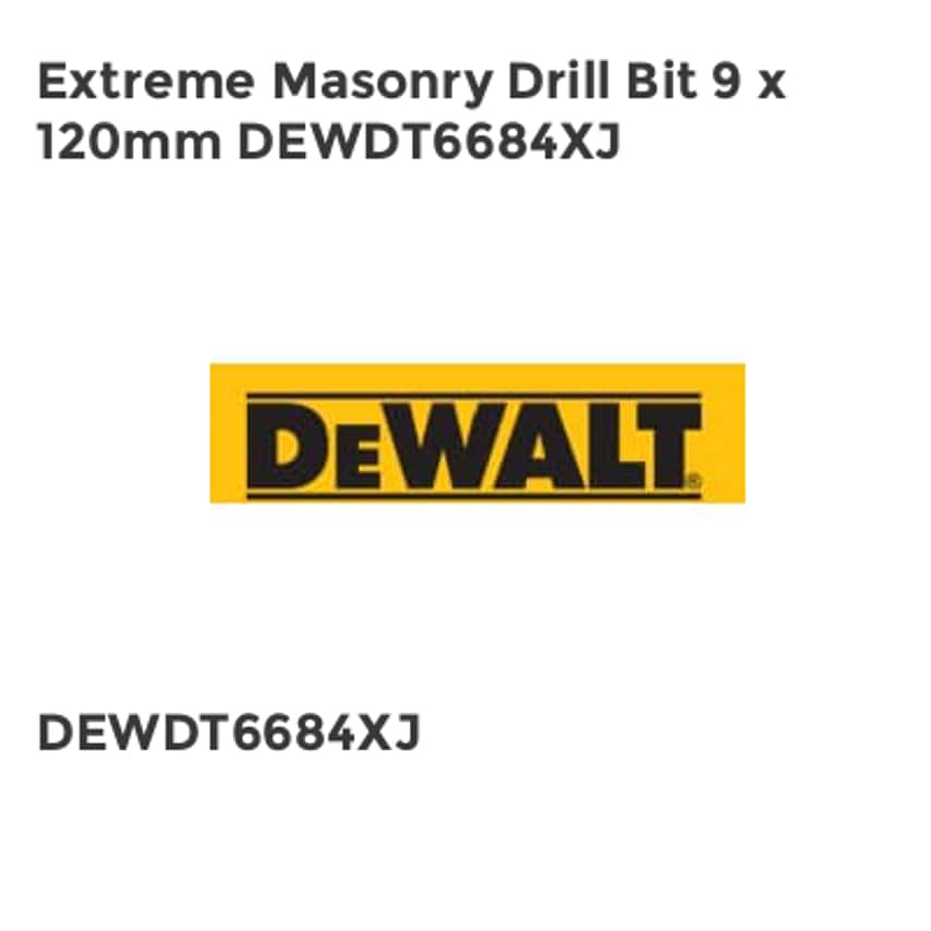 Extreme Masonry Drill Bit 9 x 120mm DEWDT6684XJ