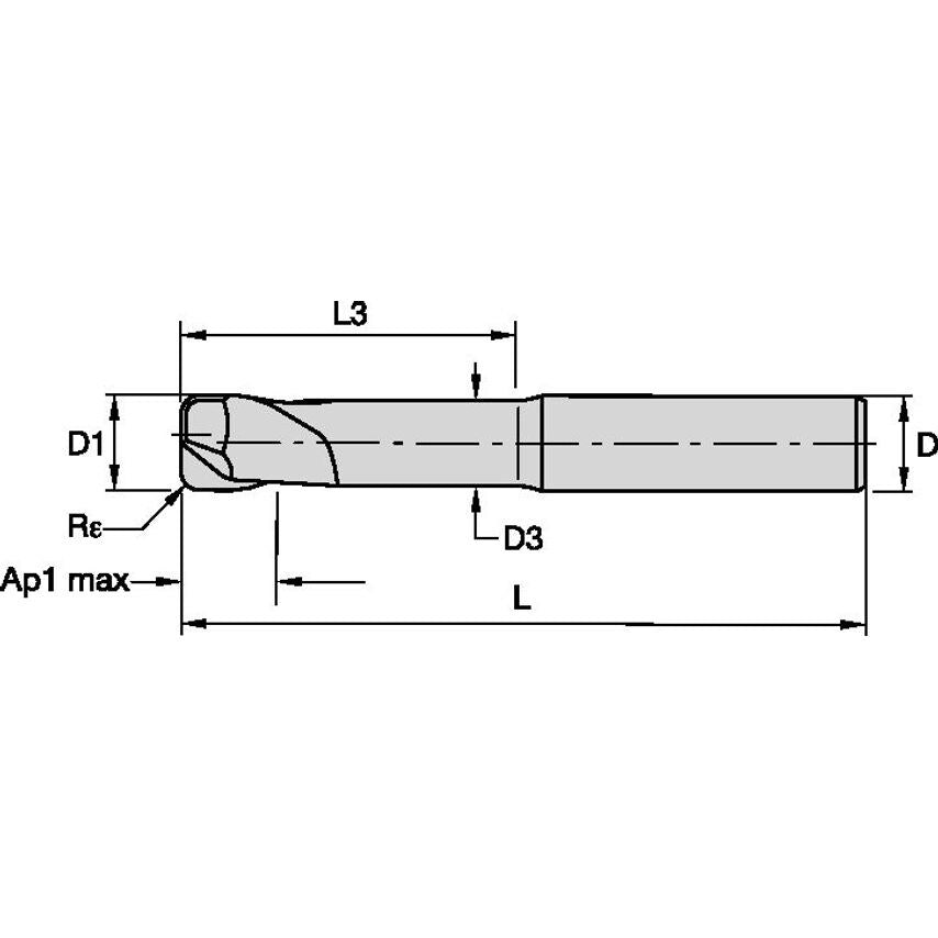 F2AA1200AWL45R300 Solid Carb. End Mill F.ALU A D=12