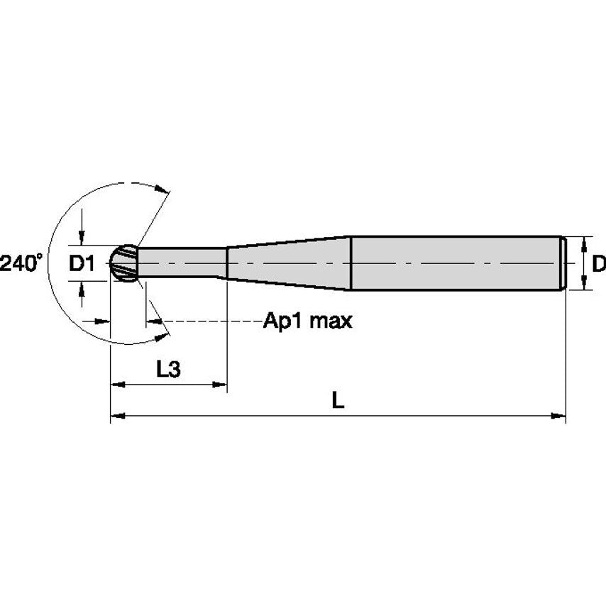 F2AB0800AWL30 Solid Carbide Radius End Mill A