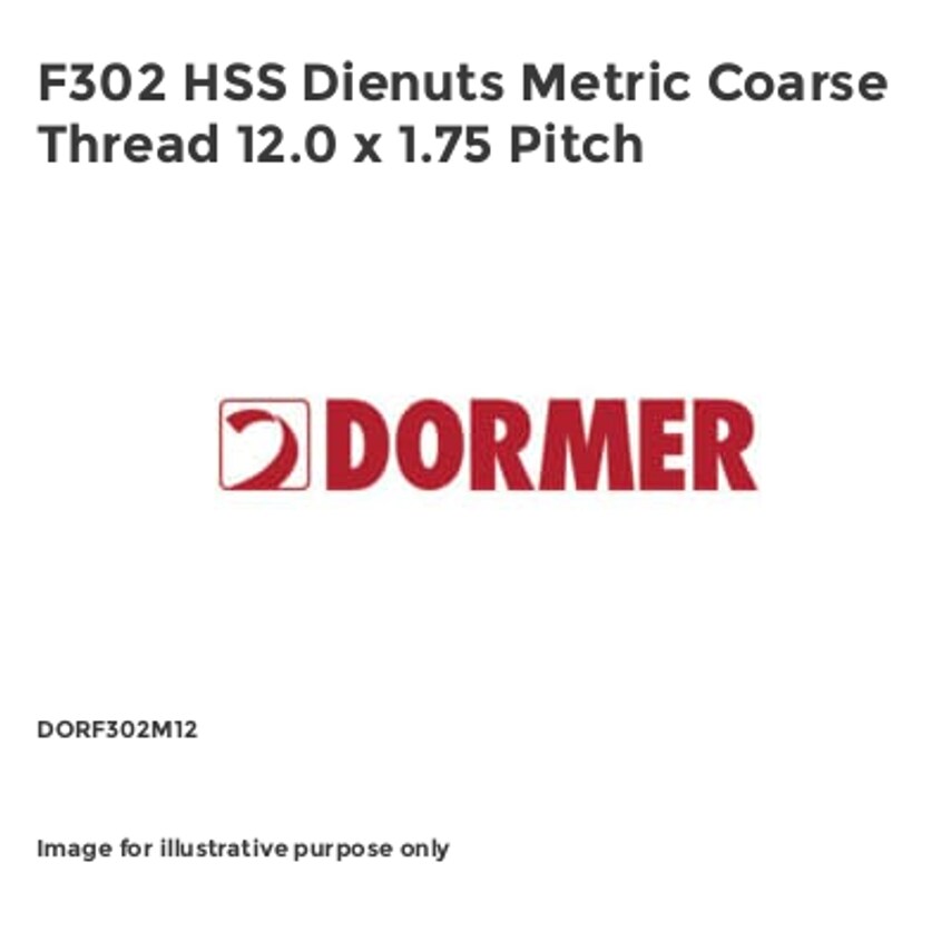 F302 HSS Dienuts Metric Coarse Thread 12.0 x 1.75 Pitch DORF302M12